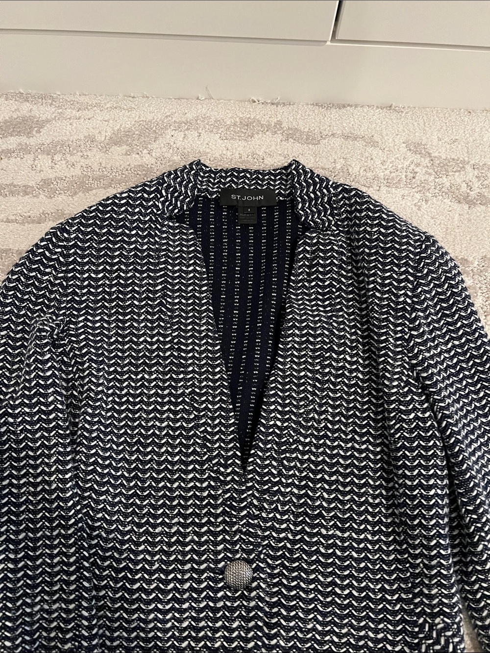 St. John Black & White Knit Blazer with Matching Skirt - Picture 3 of 4